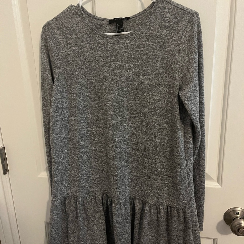 NWT Forever 21 Heather Grey Peplum Dress